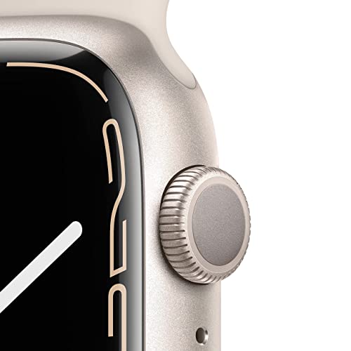 Apple Watch Series 7 (GPS, caja de aluminio blanco estelar de 45 mm) con correa deportiva blanco estelar, regular (renovado)